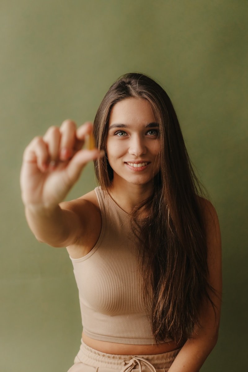 a woman with long hair